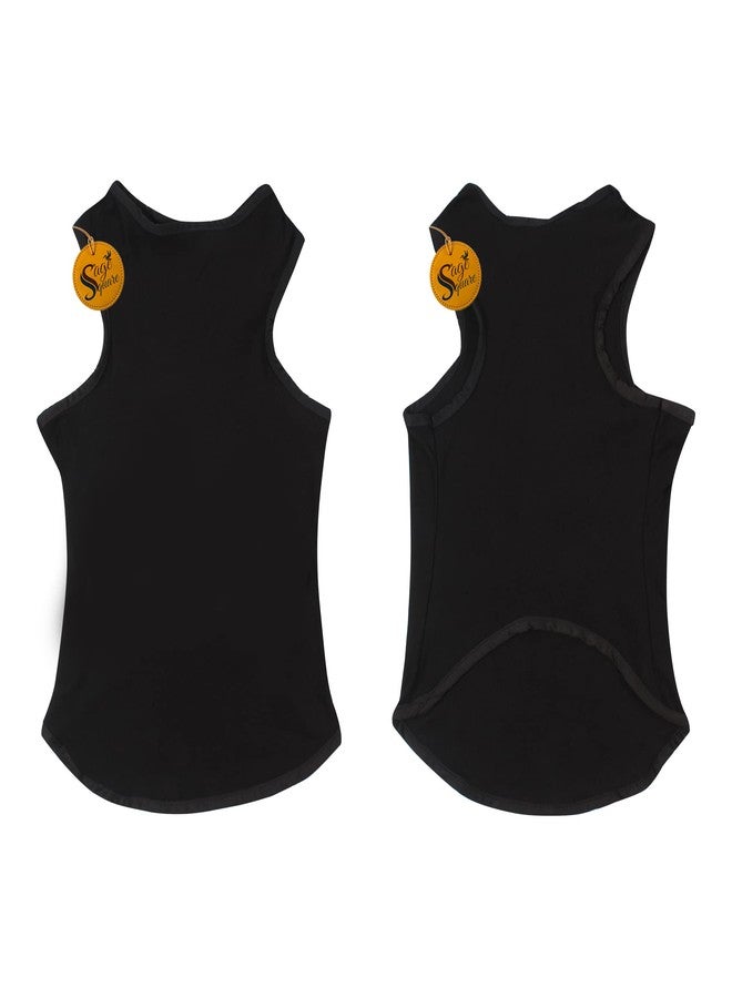 سايج سكوير تيشيرت قطني مريح للكلاب من Sage Square، صدرية بدون أكمام لملابس الكلاب، ملابس عصرية للجراء (أسود) (مقاس كبير جدًا) (26 بوصة) - Image 3